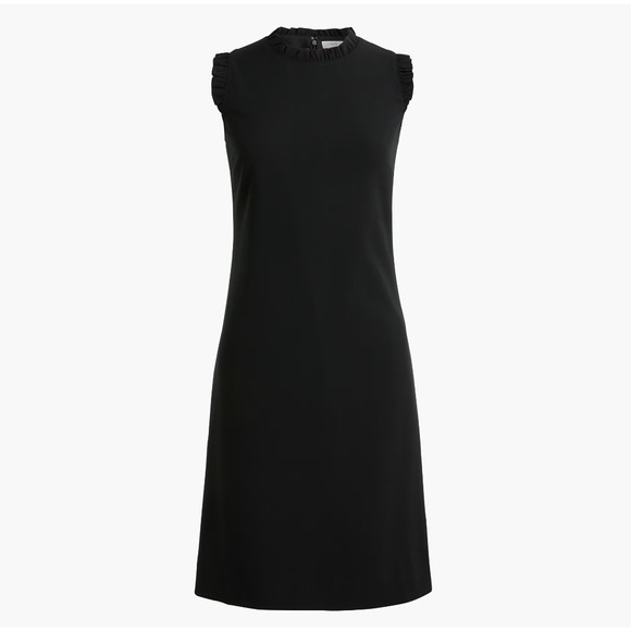 J.Crew Ruffleneck Suiting Dress Black Office Classic Cocktail Career US 10 NWT - Picture 2 of 11